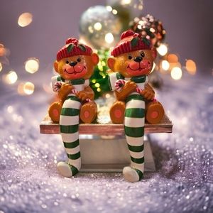 Vintage Holiday Bear Stocking Hangers